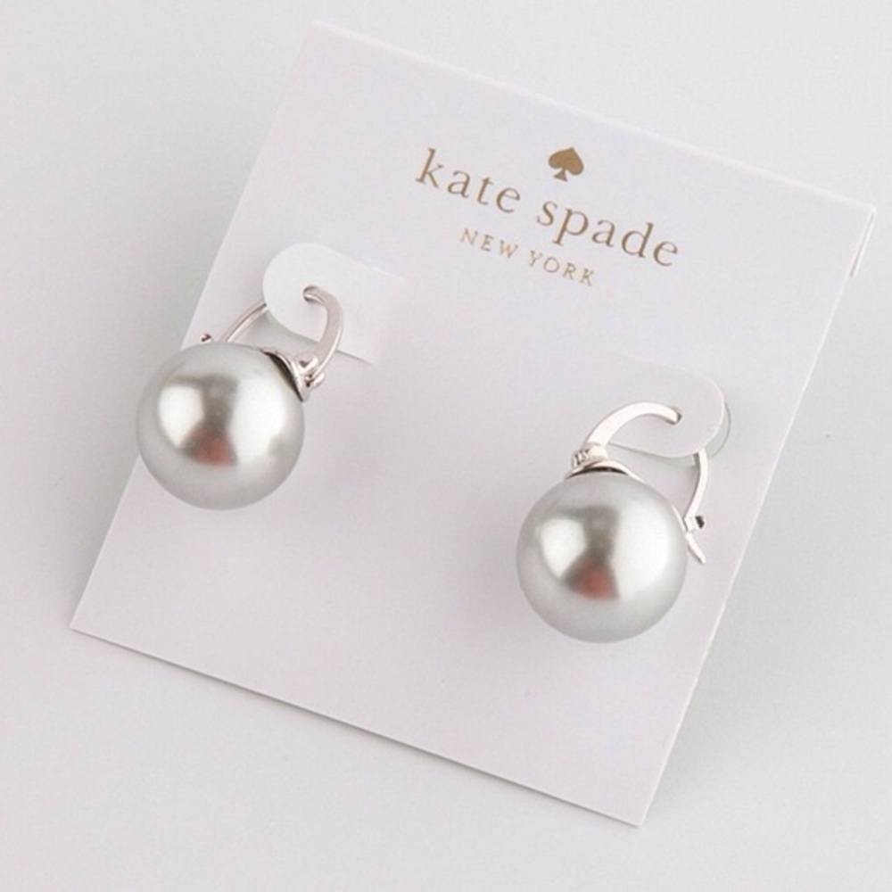 kate spade Silver Pearl Drop Clip-On Earrings